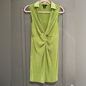 Sincerely Jules - Collared Mini Pleated Dress. Size M. Neon Green.